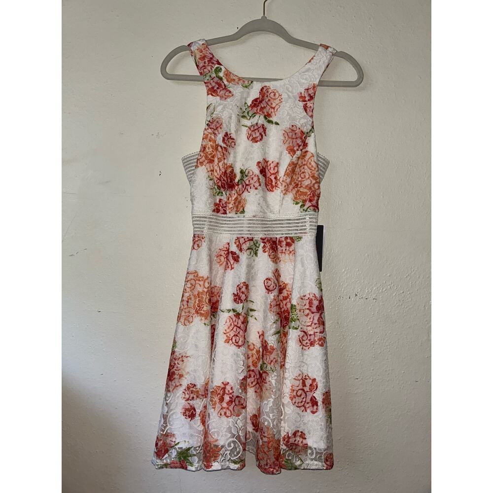City Triangles Ivory Coral Wedding CottageCore Boho Lace Fit & Flare Dress
